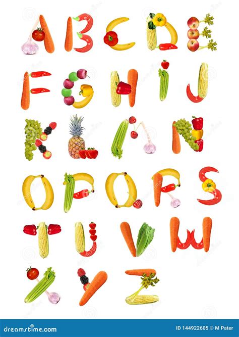 Letras Do Alfabeto Das Frutas E Legumes Imagem De Stock Imagem De