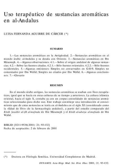 PDF Uso terapéutico de sustancias aromáticas en al Andalusdynamis