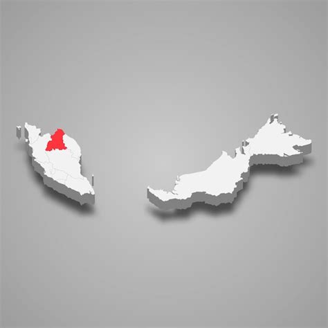 Premium Vector Kelantan State Location Within Malaysia 3d Isometric Map