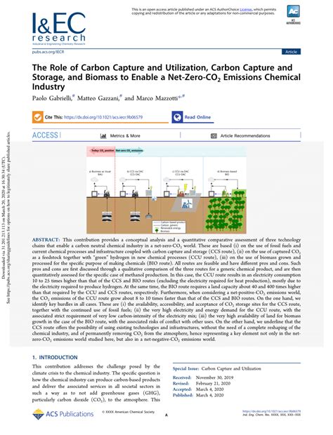 Pdf The Role Of Ccu Ccs And Biomass To Enable A Net Zero Co