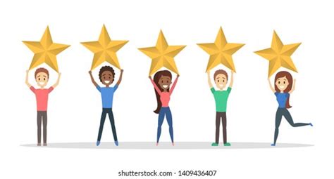 Happy Satisfied People Holding 5 Huge Stock Vector (Royalty Free ...