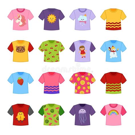 Vector Set Of Cartoon T Shirts Stock Vector Illustration Of Pattern