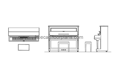 Upright Piano Free Cad Drawings