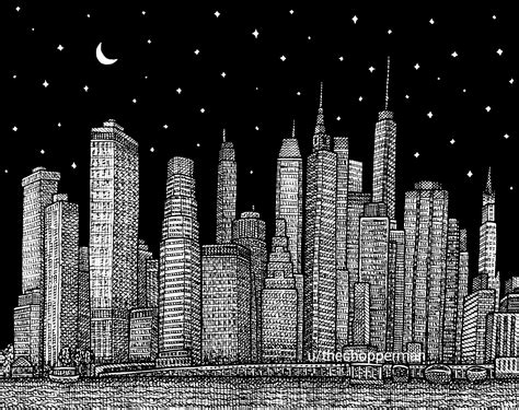 Ink drawing of the skyline : r/nyc