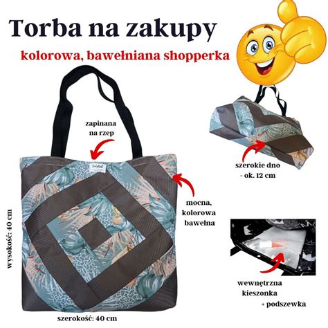 Torba Na Zakupy Do Pracy Kolorowa Shopperka Bawe Niana Siatka Stalowa