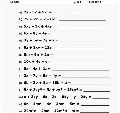 Lbumes Foto Ejercicios De Suma Y Resta De Expresiones Algebraicas 21580