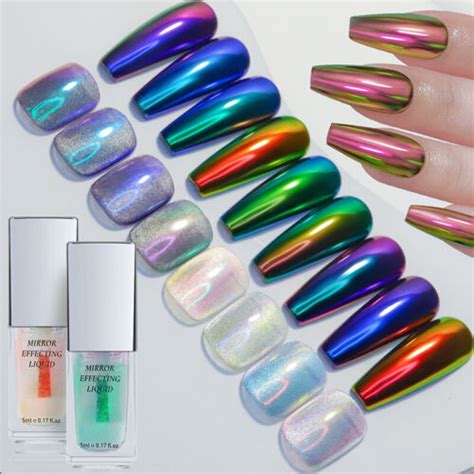 Poudre Miroir Magique Vernis À Ongles Laser Holographique Liquide À R