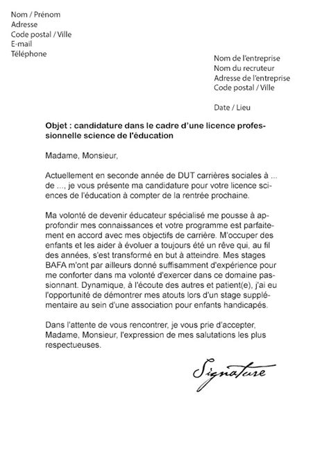 Lettre De Motivation Pour Licence En Psychologie Laboite Cv Fr