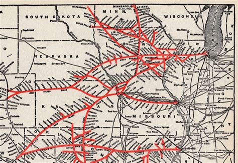 1911 Antique Rock Island Lines Railway System Map Rock Island Etsy Uk