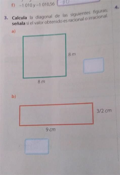 Calcula La Diagonal De Las Siguientes Figurasise Ala Si El Valor