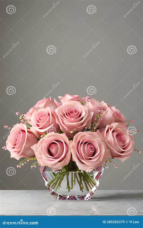 A Pink Roses Arranged In A Sophisticate Stock Illustration