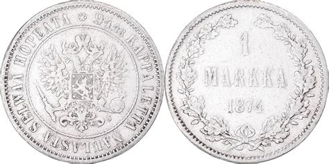 Finland Markka Helsinki Coin Alexander Ii Helsinki Silver Km