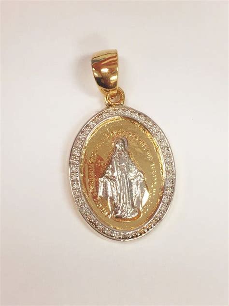 Miraculous Medal Gold Pendant Virgin Mary Necklace Pendant