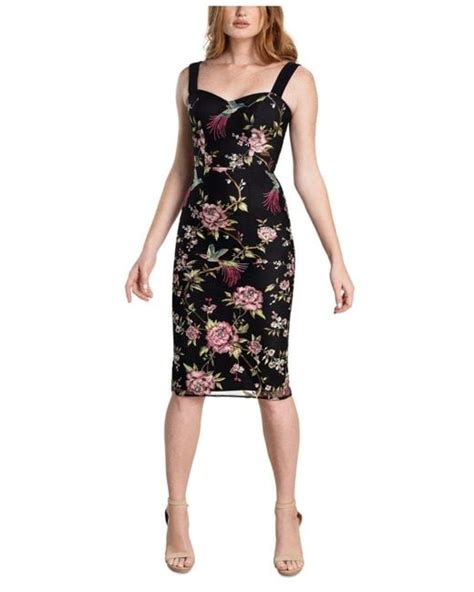 Dress The Population Synthetic Nicole Floral Print Bodycon Dress In Black Lyst