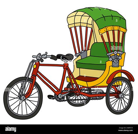 Hand drawing of an old color bangladeshi cycle rickshaw Stock Photo - Alamy