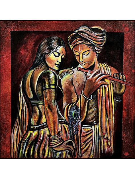 Radha Krishna Model Acrylic Art On Canvas Painting By Akash Bhisikar