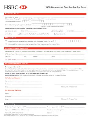 Fillable Online Business Hsbc Co Hsbc Commercial Card Application Form