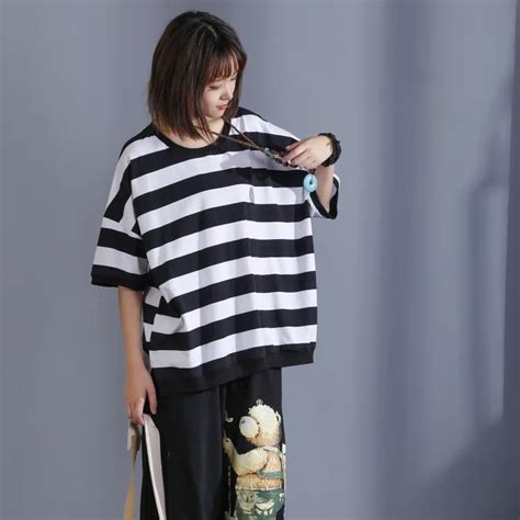 Women Plus Size Striped Tops Tees Shirts Ladies Stripes Casual Loose