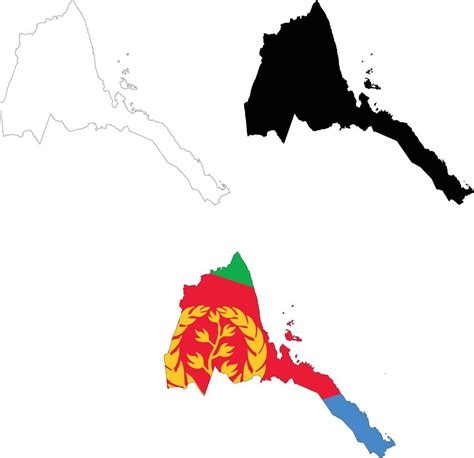 Map of Eritrea with flag. Flag of Eritrea maps territory. Outline map ...