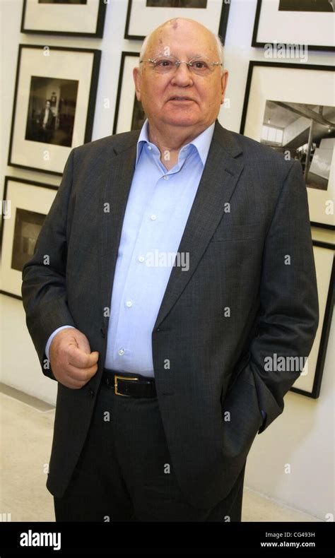 USSR President Mikhail Gorbachev attends the Perestroika exhibition ...