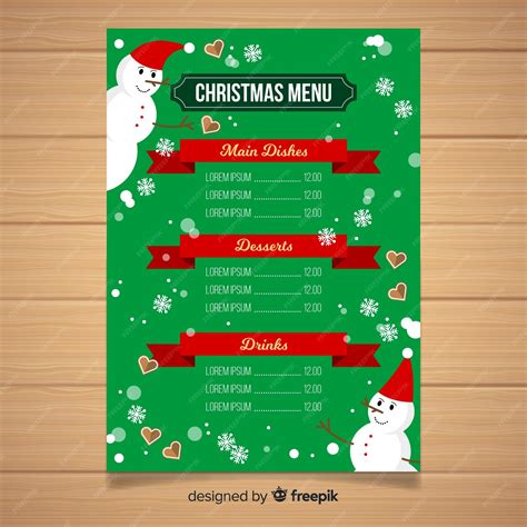 Plantilla Para Menús Navideños Vector Gratis