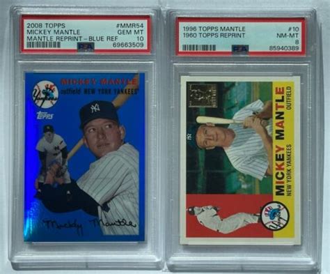 2008 Topps Mickey Mantle 1953 Chrome Reprint Blue Refractor MMR 53 PSA