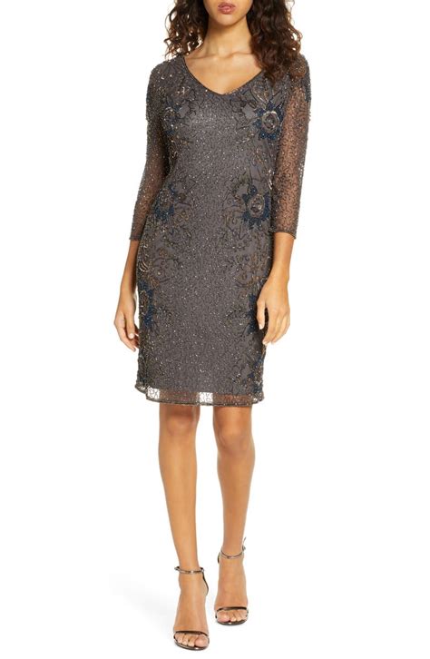 Pisarro Nights Beaded V Neck Cocktail Dress Nordstrom