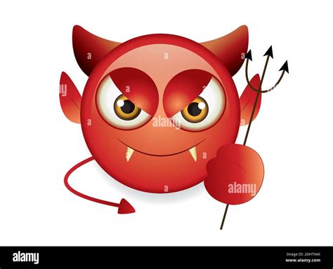 High quality emoticon smiling with horns, devil emoji isolated on white ...