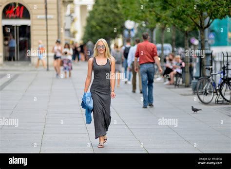 Blonde Lithuanian Girl Walking On The Streets Of Vilnius Stock Photo Alamy