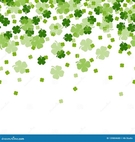 St Patrick`s Day Shamrocks 4 Leaf Clover Background Stock Vector