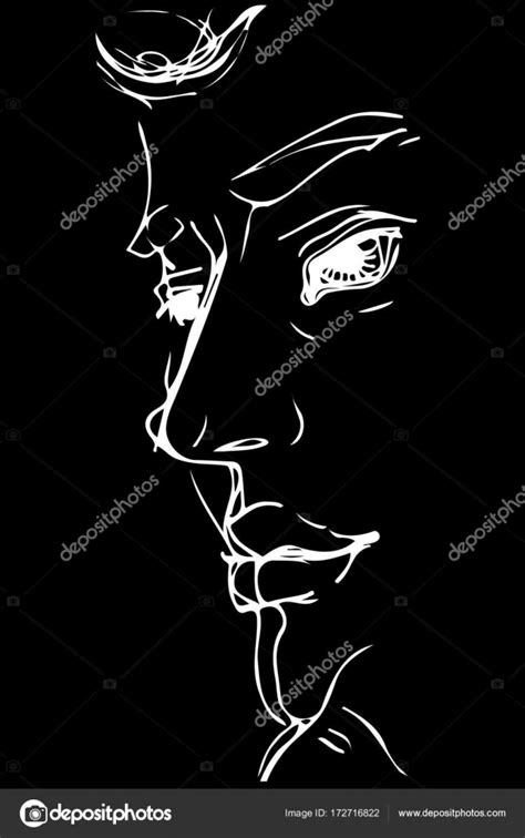 Boceto Para Un Retrato De Un Hombre Con Labios Grandes Vector De Stock