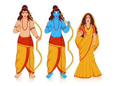 Hindu Mythology Lord Rama with His Wife Sita and Brother Laxman Giving ...