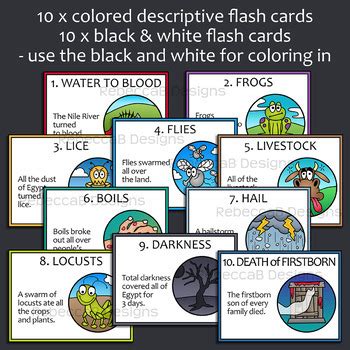 Ten Plagues Of Egypt Wheel Spinner And Descriptive Flash Cards Printable