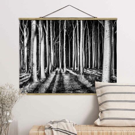 Tableau En Tissu Avec Baguettes De Suspension Geisterwald Paysage