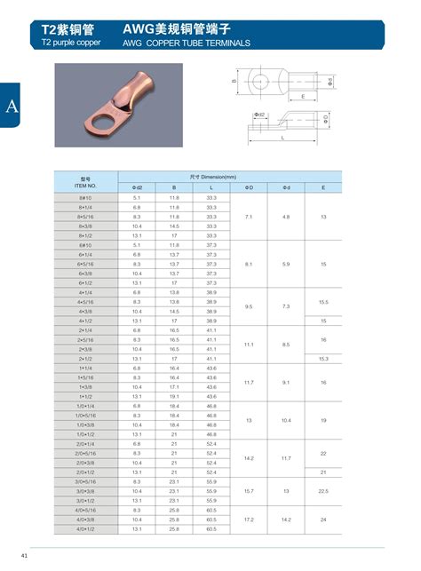 T2 Pure Copper Crimping Cable Lugs For Awg Wire Size Red Copper Ring