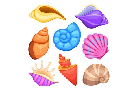 Ocean Cockleshells Cartoon Sea Shells Vector Collection By Microvector