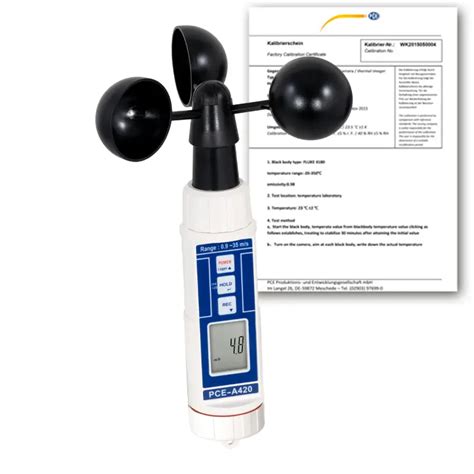 Anemómetro PCE A420 ICA incl certificado calibración PCE Instruments