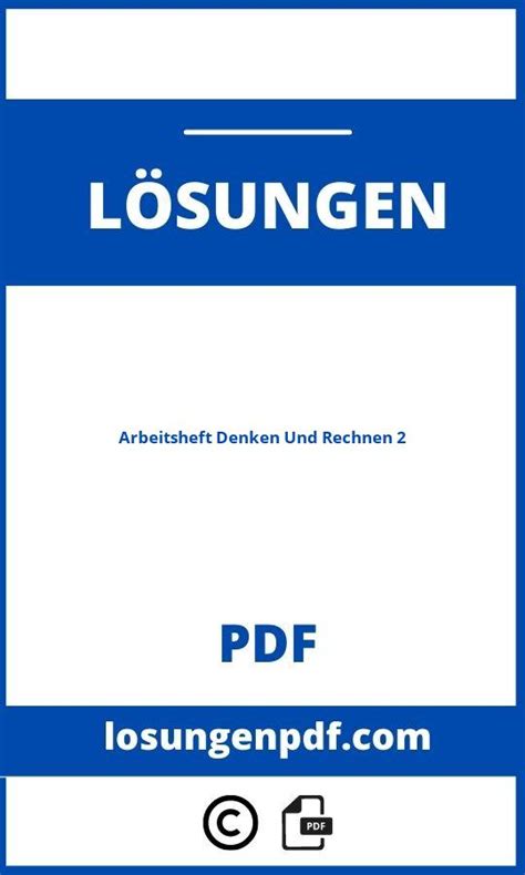 Arbeitsheft Denken Und Rechnen L Sungen Pdf