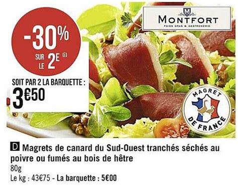 Promo Magrets De Canard Du Sud Ouest Tranch S S Ch S Au Poivre Ou Fum S