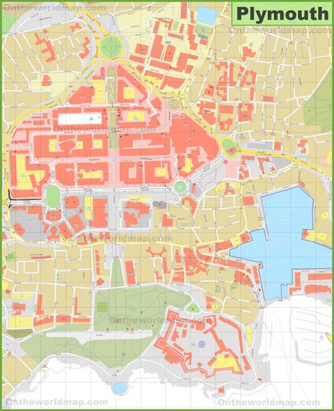 Plymouth city centre map - Ontheworldmap.com