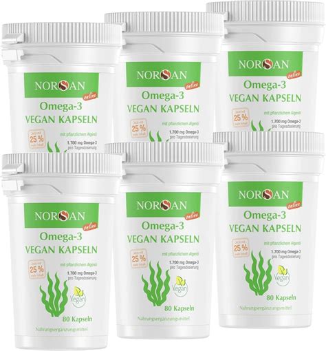 Norsan Premium Omega 3 Vegan Kapseln 6er Pack 6x 80 Stück 1 700mg