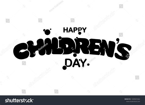 Vector Illustration Happy Childrens Day Handwritten Stock Vector