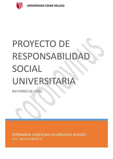 Proyecto De Responsabilidad Social Universitaria Fernanda Carolina