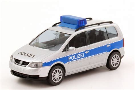 VW Touran Typ 1T Polizei Silber Met Blau Wiking 010424 In Der 1zu87