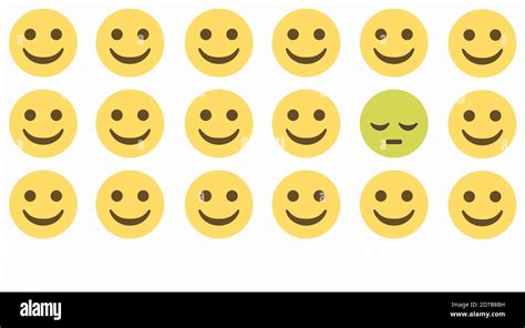 Smiling Faces With One Sad Face Emoji Pattern On White Background Copy