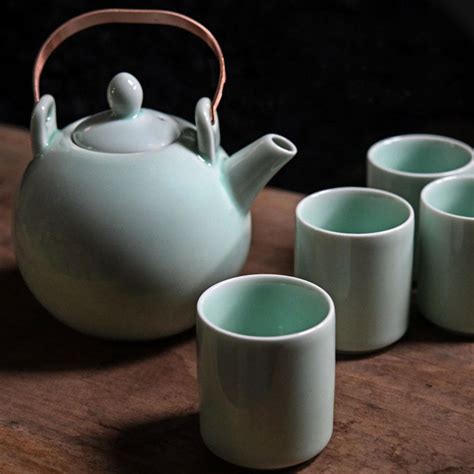 Dehua Kiln Greenish Blue Celadon Tea Set Surplus B V