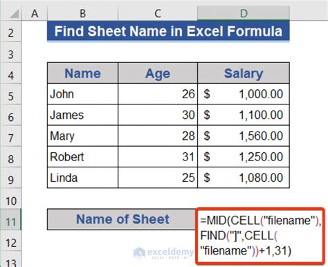 How To Find Excel Sheet Name Using Formula 3 Examples Exceldemy