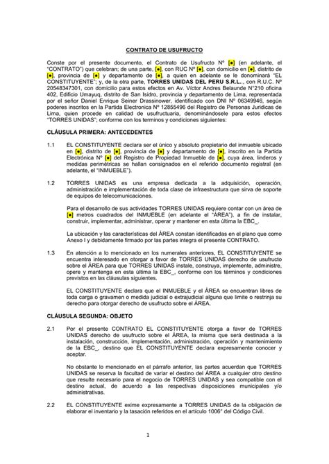 Formato Contrato De Usufructo Torres 615177