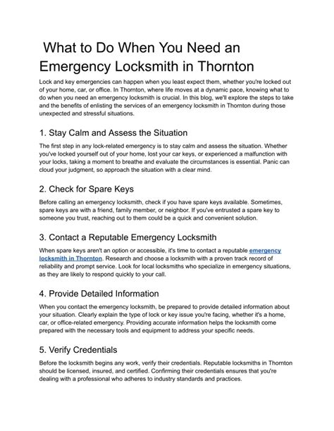 Ppt What To Do When You Need An Emergency Locksmith In Thornton