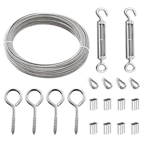 Mankk 66FT 1 16 Turnbuckle Wire Tensioner Kit M5 Hook And Eye